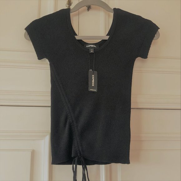 *Brand New with Tags* Ribbed Ruched Adjustable Hem Scoop Neck Sweater XXS - Picture 3 of 16